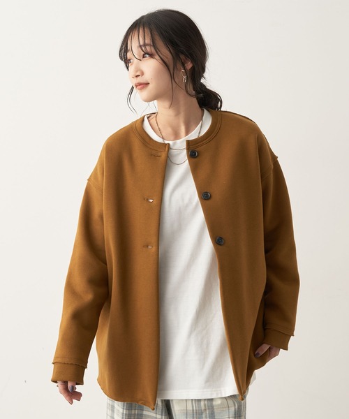 CRAFT STANDARD BOUTIQUE(クラフトスタンダードブティック)の「クルーネック裏起毛カーディガン(カーディガン/ボレロ・レディース・アイボリー/ブラック/カーキ/キャメル・FREE)」の4枚目の写真