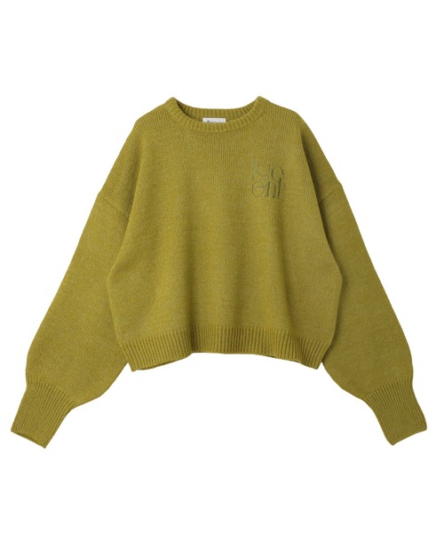 andme(アンドミー)の「ワンポイントロゴ刺繍ニットトップス(ニット/セーター・レディース・ブラック/オフホワイト/ベージュ/ライム・F(M))」の9枚目の写真