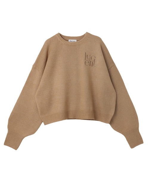 andme(アンドミー)の「ワンポイントロゴ刺繍ニットトップス(ニット/セーター・レディース・ブラック/オフホワイト/ベージュ/ライム・F(M))」の6枚目の写真