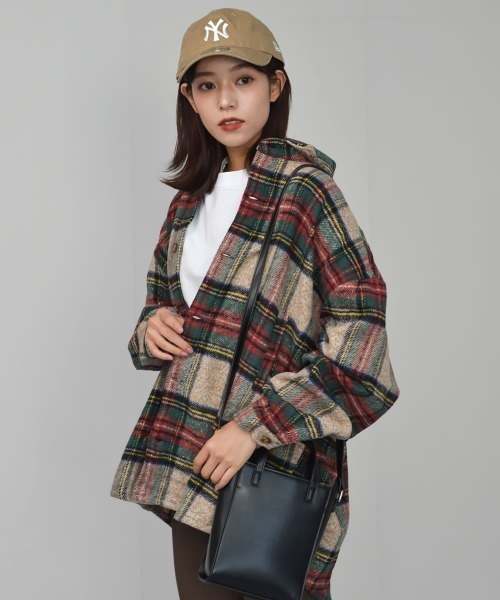 Auntie Rosa（アンティローザ）の「【Shoowtime】ビッグシルエット シャツジャケット Big silhouette Shirt jacket（その他アウター・レディース・レッド/ベージュ・FREE）」の8枚目の写真