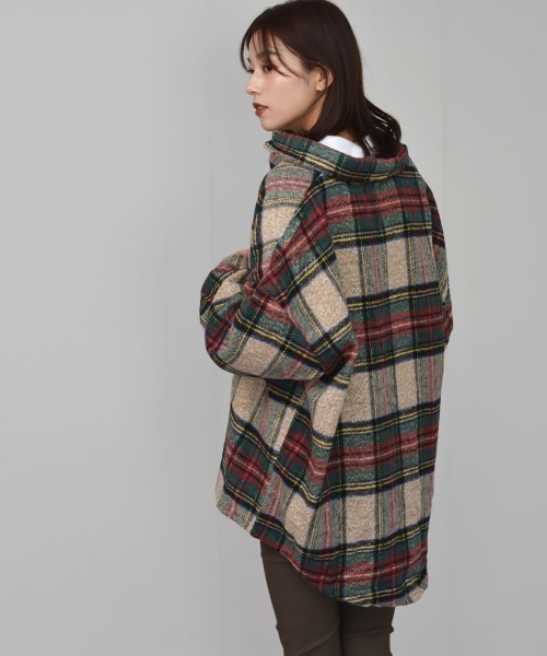 Auntie Rosa（アンティローザ）の「【Shoowtime】ビッグシルエット シャツジャケット Big silhouette Shirt jacket（その他アウター・レディース・レッド/ベージュ・FREE）」の12枚目の写真