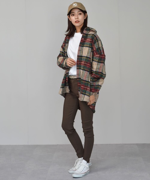 Auntie Rosa（アンティローザ）の「【Shoowtime】ビッグシルエット シャツジャケット Big silhouette Shirt jacket（その他アウター・レディース・レッド/ベージュ・FREE）」の14枚目の写真