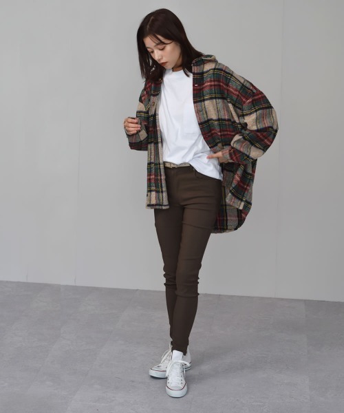 Auntie Rosa（アンティローザ）の「【Shoowtime】ビッグシルエット シャツジャケット Big silhouette Shirt jacket（その他アウター・レディース・レッド/ベージュ・FREE）」の15枚目の写真