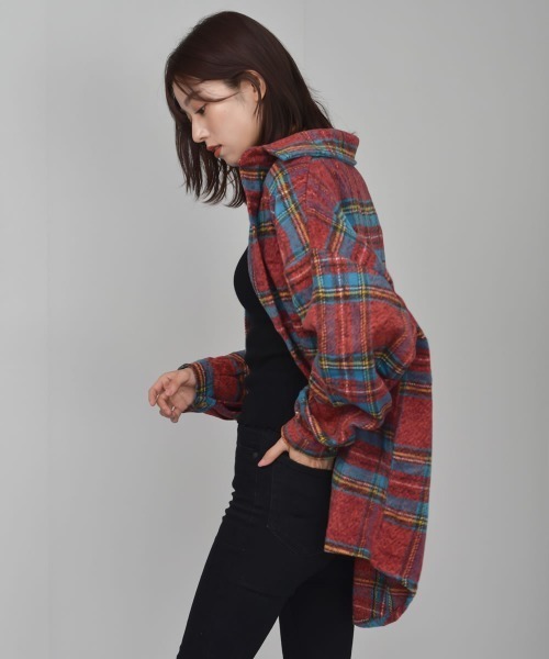 Auntie Rosa（アンティローザ）の「【Shoowtime】ビッグシルエット シャツジャケット Big silhouette Shirt jacket（その他アウター・レディース・レッド/ベージュ・FREE）」の16枚目の写真
