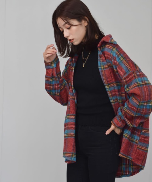 Auntie Rosa（アンティローザ）の「【Shoowtime】ビッグシルエット シャツジャケット Big silhouette Shirt jacket（その他アウター・レディース・レッド/ベージュ・FREE）」の17枚目の写真