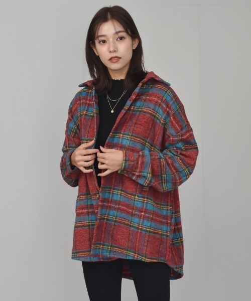 Auntie Rosa（アンティローザ）の「【Shoowtime】ビッグシルエット シャツジャケット Big silhouette Shirt jacket（その他アウター・レディース・レッド/ベージュ・FREE）」の18枚目の写真