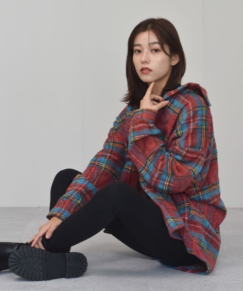Auntie Rosa（アンティローザ）の「【Shoowtime】ビッグシルエット シャツジャケット Big silhouette Shirt jacket（その他アウター・レディース・レッド/ベージュ・FREE）」の20枚目の写真
