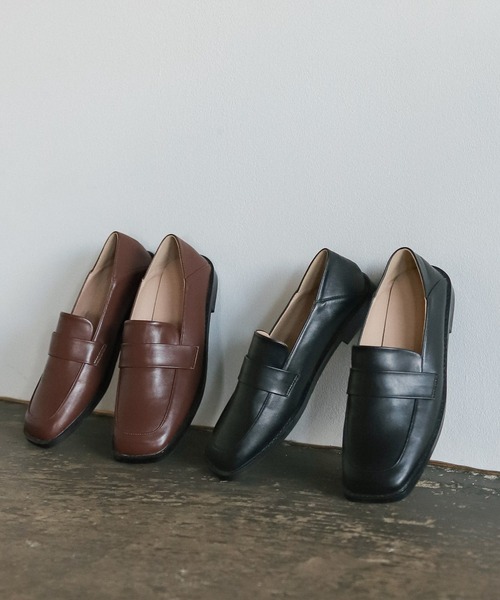 select MOCA(セレクトモカ)の「スクエアトゥフェイクレザーベーシックローファー(ローファー・レディース・ブラック/アイボリー/ブラウン・SMALL/MEDIUM/LARGE)」の20枚目の写真