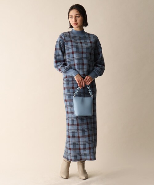 チェックジャカードニットスカート