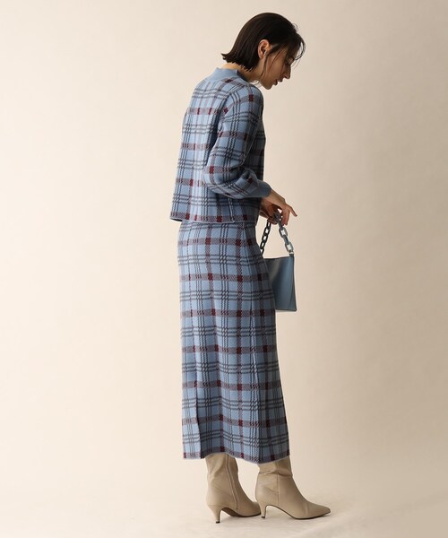 チェックジャカードニットスカート