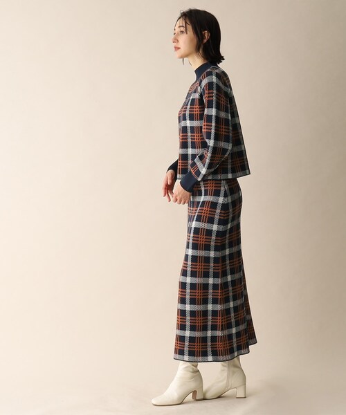 チェックジャカードニットスカート