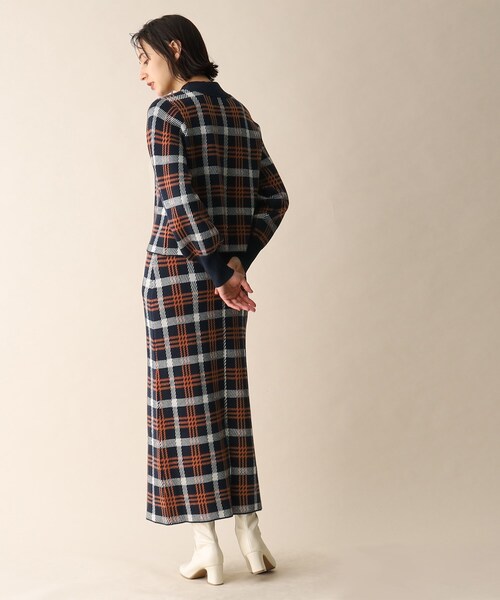 チェックジャカードニットスカート