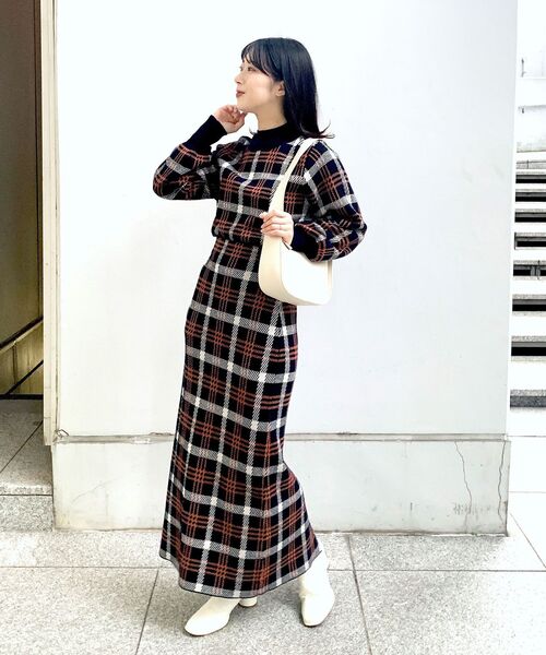 チェックジャカードニットスカート