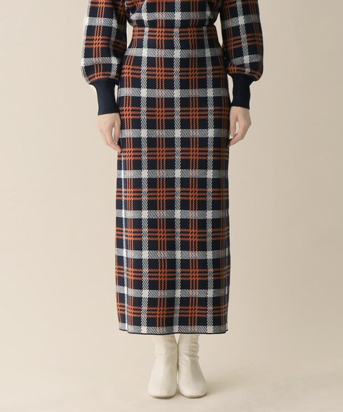 OPAQUE.CLIP（オペークドットクリップ）の「◆チェックジャカードニットスカート（スカート・レディース・ネイビー系1/ブルー系6・38/36）」の21枚目の写真