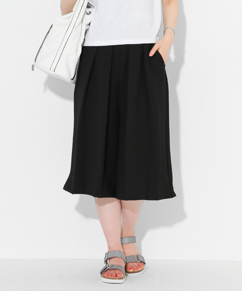 SENSE OF PLACE by URBAN RESEARCH(センスオブプレイスバイアーバンリサーチ)の「ワッフルタックガウチョパンツ(その他パンツ・レディース・サックスブルー/ブラック/ライム/ホワイト・38/36)」の2枚目の写真