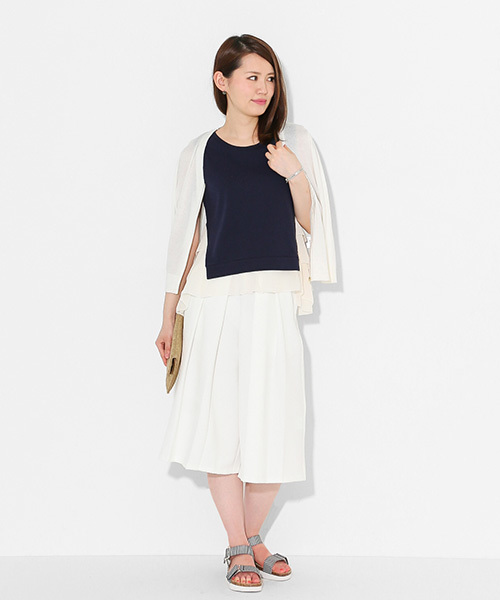 SENSE OF PLACE by URBAN RESEARCH(センスオブプレイスバイアーバンリサーチ)の「ワッフルタックガウチョパンツ(その他パンツ・レディース・サックスブルー/ブラック/ライム/ホワイト・38/36)」の17枚目の写真