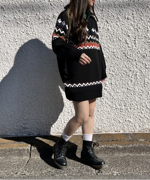 one way（ワンウェイ）の「ノルディック柄ハーフジップワンピース（ワンピース・レディース・ライトグリーン/ホワイト/ブラック・FREE）」の11枚目の写真