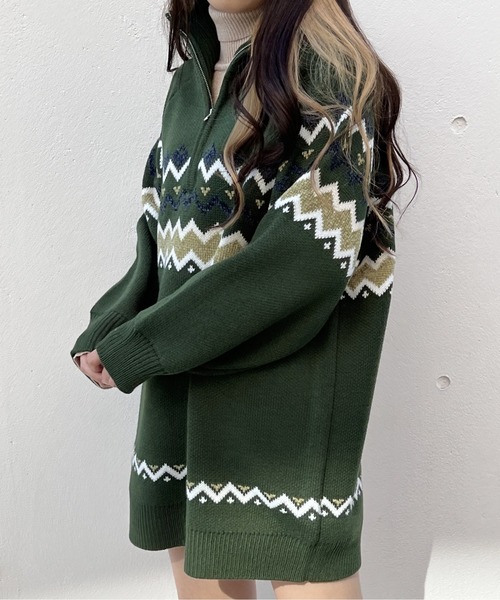 one way（ワンウェイ）の「ノルディック柄ハーフジップワンピース（ワンピース・レディース・ライトグリーン/ホワイト/ブラック・FREE）」の21枚目の写真