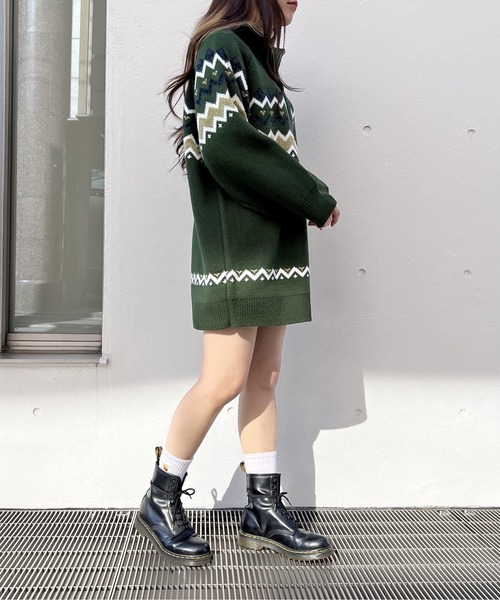 one way（ワンウェイ）の「ノルディック柄ハーフジップワンピース（ワンピース・レディース・ライトグリーン/ホワイト/ブラック・FREE）」の15枚目の写真