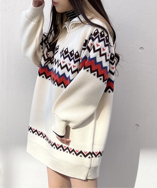 one way（ワンウェイ）の「ノルディック柄ハーフジップワンピース（ワンピース・レディース・ライトグリーン/ホワイト/ブラック・FREE）」の22枚目の写真