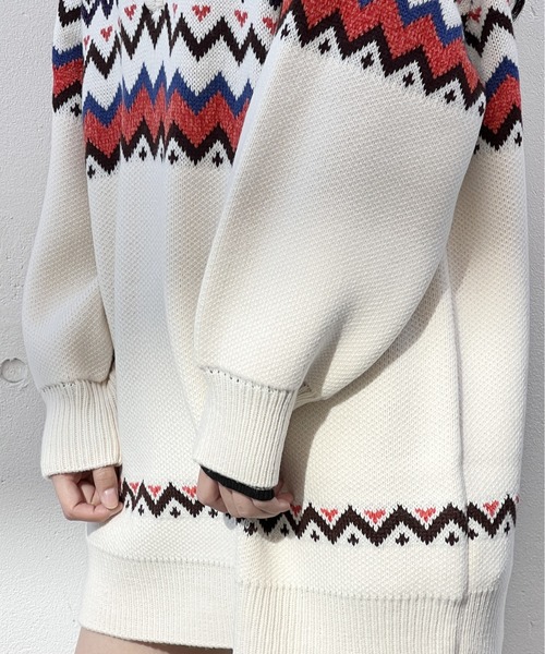 one way（ワンウェイ）の「ノルディック柄ハーフジップワンピース（ワンピース・レディース・ライトグリーン/ホワイト/ブラック・FREE）」の10枚目の写真