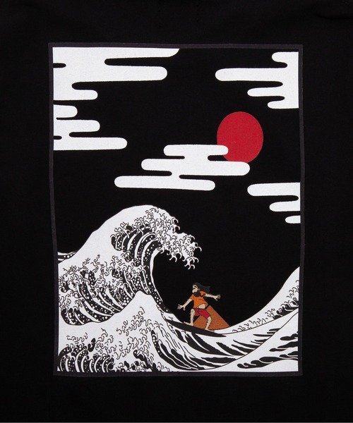 RIVER SIDE CULTURE（リバーサイドカルチャー）の「RIVER SIDE CULTURE/100%コットン　RSC和柄風オッサン波乗り　ロンT (M4)（Tシャツ/カットソー・キッズ・杢グレー/ブラック・100/110/120/130/140/150/160）」の7枚目の写真