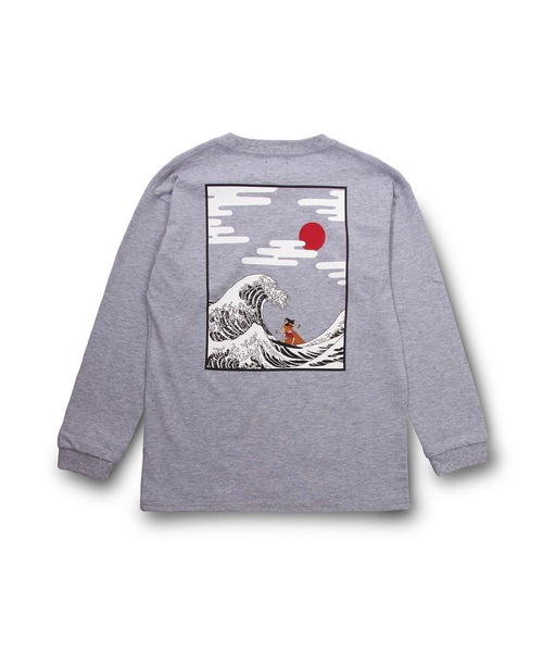 RIVER SIDE CULTURE（リバーサイドカルチャー）の「RIVER SIDE CULTURE/100%コットン　RSC和柄風オッサン波乗り　ロンT (M4)（Tシャツ/カットソー・キッズ・杢グレー/ブラック・100/110/120/130/140/150/160）」の9枚目の写真