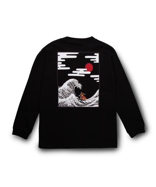 RIVER SIDE CULTURE（リバーサイドカルチャー）の「RIVER SIDE CULTURE/100%コットン　RSC和柄風オッサン波乗り　ロンT (M4)（Tシャツ/カットソー・キッズ・杢グレー/ブラック・100/110/120/130/140/150/160）」の5枚目の写真