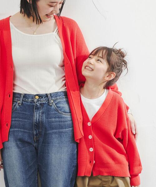 coen（コーエン）の「［洗える］カタアゼVネックカーディガン（カーディガン/ボレロ・キッズ・オフホワイト/レッド/ケリー・110/130/150）」の3枚目の写真