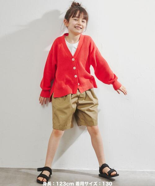 coen（コーエン）の「［洗える］カタアゼVネックカーディガン（カーディガン/ボレロ・キッズ・オフホワイト/レッド/ケリー・110/130/150）」の10枚目の写真