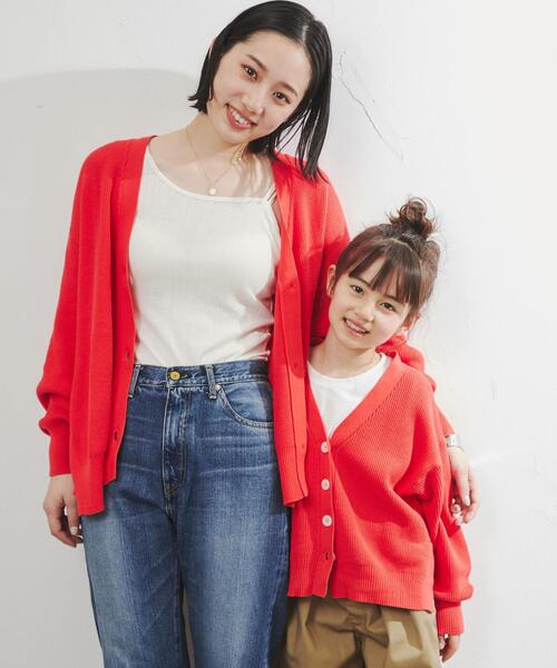 coen（コーエン）の「［洗える］カタアゼVネックカーディガン（カーディガン/ボレロ・キッズ・オフホワイト/レッド/ケリー・110/130/150）」の12枚目の写真