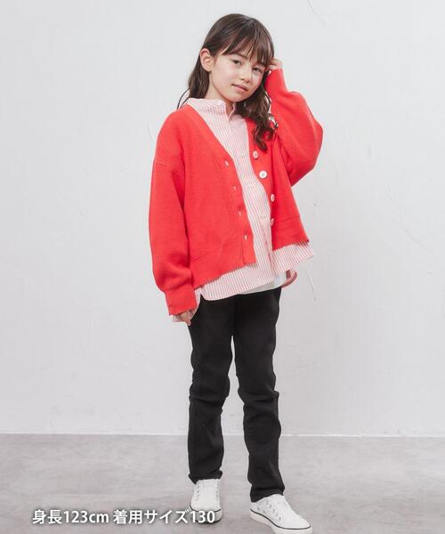 coen（コーエン）の「［洗える］カタアゼVネックカーディガン（カーディガン/ボレロ・キッズ・オフホワイト/レッド/ケリー・110/130/150）」の13枚目の写真