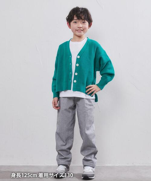 coen（コーエン）の「［洗える］カタアゼVネックカーディガン（カーディガン/ボレロ・キッズ・オフホワイト/レッド/ケリー・110/130/150）」の14枚目の写真