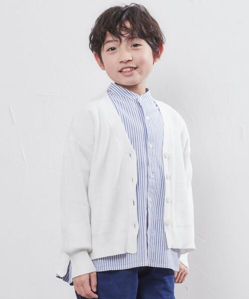 coen（コーエン）の「［洗える］カタアゼVネックカーディガン（カーディガン/ボレロ・キッズ・オフホワイト/レッド/ケリー・110/130/150）」の17枚目の写真