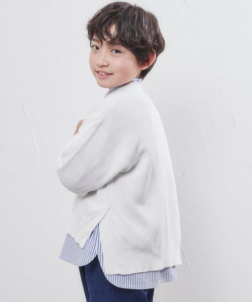 coen（コーエン）の「［洗える］カタアゼVネックカーディガン（カーディガン/ボレロ・キッズ・オフホワイト/レッド/ケリー・110/130/150）」の18枚目の写真