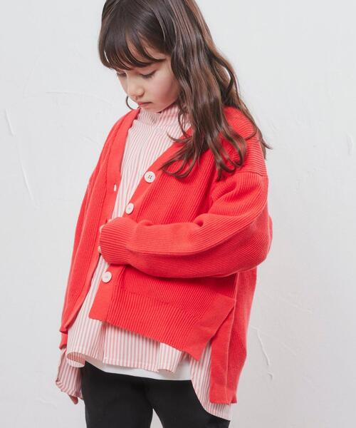 coen（コーエン）の「［洗える］カタアゼVネックカーディガン（カーディガン/ボレロ・キッズ・オフホワイト/レッド/ケリー・110/130/150）」の20枚目の写真