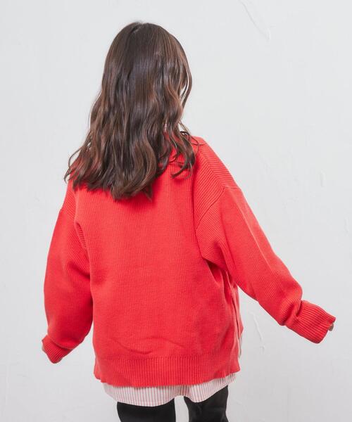 coen（コーエン）の「［洗える］カタアゼVネックカーディガン（カーディガン/ボレロ・キッズ・オフホワイト/レッド/ケリー・110/130/150）」の21枚目の写真