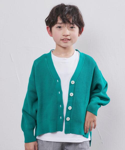 coen（コーエン）の「［洗える］カタアゼVネックカーディガン（カーディガン/ボレロ・キッズ・オフホワイト/レッド/ケリー・110/130/150）」の22枚目の写真