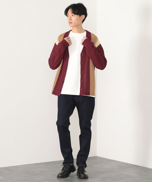 BEAMS HEART（ビームスハート）の「BEAMS HEART / ストライプ カーディガン（カーディガン/ボレロ・メンズ・ワインレッド/ネイビー・SMALL/MEDIUM/LARGE）」の3枚目の写真