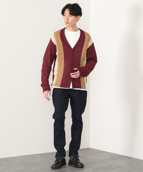 BEAMS HEART（ビームスハート）の「BEAMS HEART / ストライプ カーディガン（カーディガン/ボレロ・メンズ・ワインレッド/ネイビー・SMALL/MEDIUM/LARGE）」の4枚目の写真