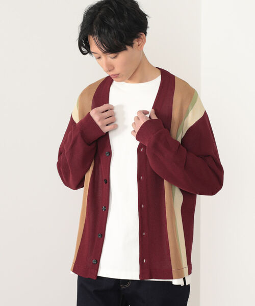 BEAMS HEART（ビームスハート）の「BEAMS HEART / ストライプ カーディガン（カーディガン/ボレロ・メンズ・ワインレッド/ネイビー・SMALL/MEDIUM/LARGE）」の5枚目の写真