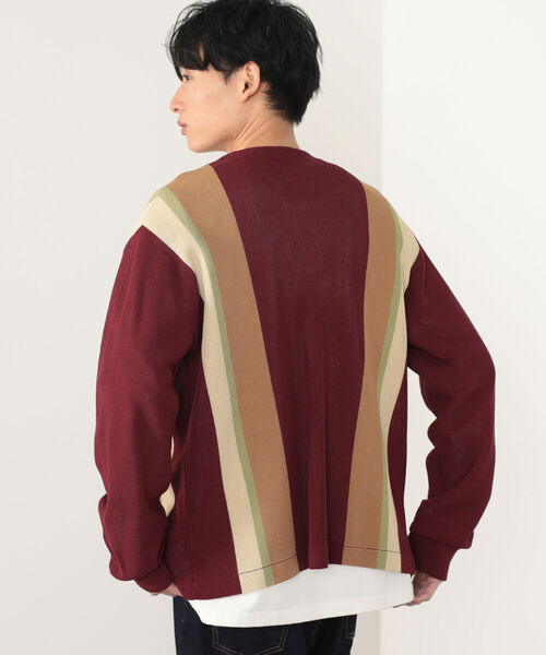 BEAMS HEART（ビームスハート）の「BEAMS HEART / ストライプ カーディガン（カーディガン/ボレロ・メンズ・ワインレッド/ネイビー・SMALL/MEDIUM/LARGE）」の6枚目の写真
