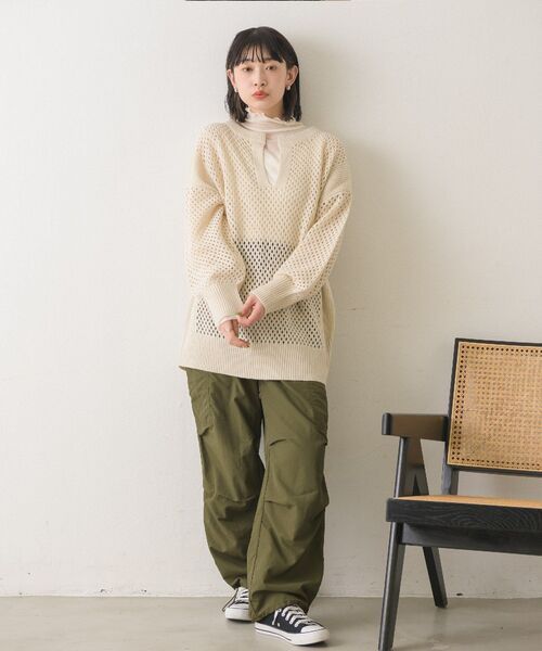 RETRO GIRL(レトロガール)の「メッシュスキッパーニットPO(ニット/セーター・レディース・ホワイト/チャコールグレー/ブラック・FREE)」の4枚目の写真