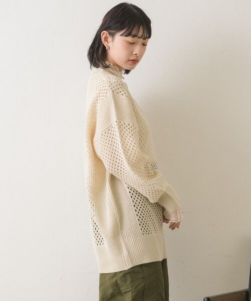 RETRO GIRL(レトロガール)の「メッシュスキッパーニットPO(ニット/セーター・レディース・ホワイト/チャコールグレー/ブラック・FREE)」の9枚目の写真