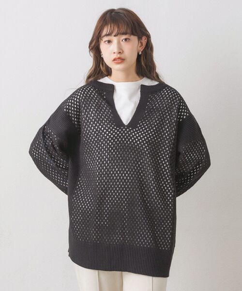 RETRO GIRL(レトロガール)の「メッシュスキッパーニットPO(ニット/セーター・レディース・ホワイト/チャコールグレー/ブラック・FREE)」の15枚目の写真