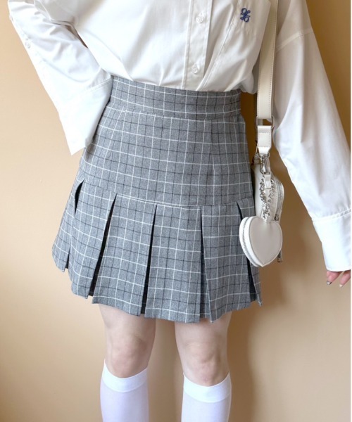 OLIVE des OLIVE（オリーブデオリーブ）の「プリーツミニスカート（スカート・レディース・ホワイト/ベージュ/グレー/サックスブルー・FREE）」の3枚目の写真