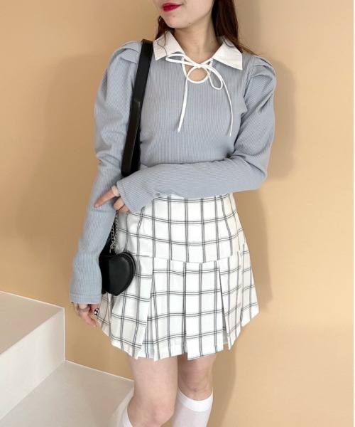 OLIVE des OLIVE（オリーブデオリーブ）の「プリーツミニスカート（スカート・レディース・ホワイト/ベージュ/グレー/サックスブルー・FREE）」の11枚目の写真