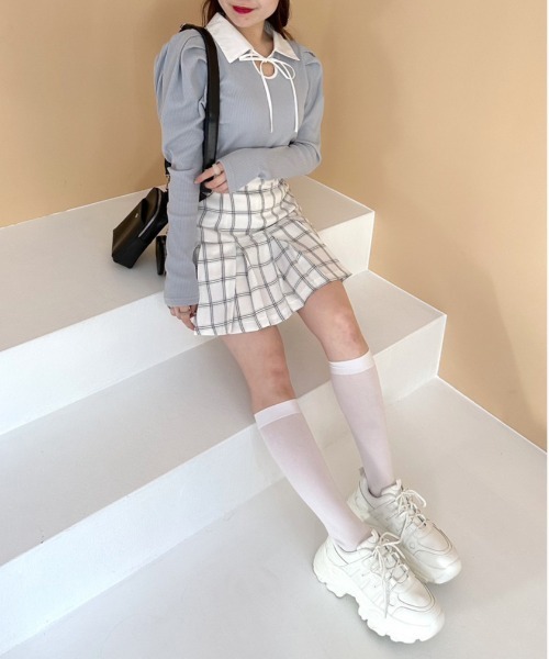 OLIVE des OLIVE（オリーブデオリーブ）の「プリーツミニスカート（スカート・レディース・ホワイト/ベージュ/グレー/サックスブルー・FREE）」の12枚目の写真