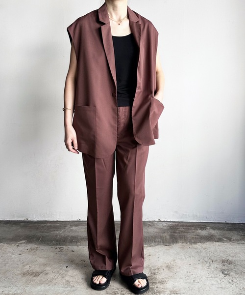 COMMON WARE（コモンウェアー）の「COMMONWARE:TRストレッチテーラドジレ ベスト（ベスト・レディース・モカ/グリーン/サックスブルー/オフホワイト/ベージュ/ブラック・L/XL/M）」の4枚目の写真