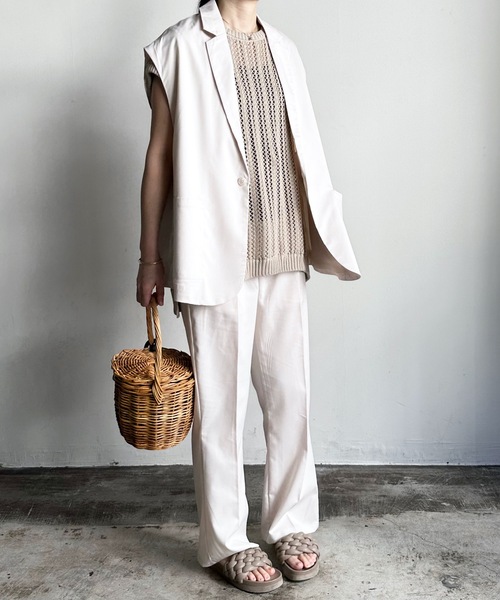 COMMON WARE（コモンウェアー）の「COMMONWARE:TRストレッチテーラドジレ ベスト（ベスト・レディース・モカ/グリーン/サックスブルー/オフホワイト/ベージュ/ブラック・L/XL/M）」の7枚目の写真